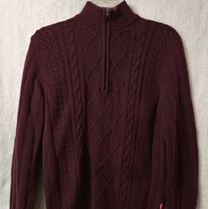 IZOD Men's Zip-Up Burgundy Sweater Size S